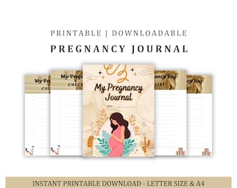 Agenda de grossesse imprimable, journal de grossesse imprimable, kit pour femme enceinte, du ventre au bébé, liste de contrôle pour la valise, mon plan de naissance, PDF