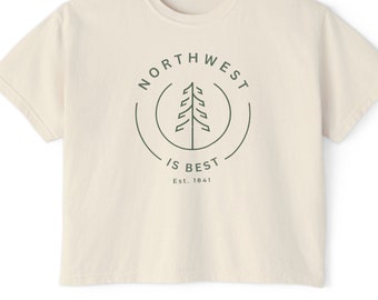Comfort Colors Crop Top - PNW Tee - womens workout xmas gift - Pacific Northwest shirt - Pacific Northwest Retro Tee - Evergreen T-Shirt