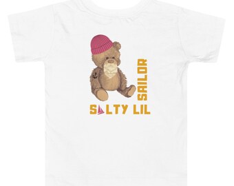 Salty Lil Sailor Checker Toddler + Kids Tee - Short Sleeve Tshirt - Kids PNW Shirt - Retro - Sail Tee - Surf Shirt - Toddler Gift idea