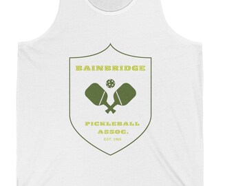 Retro Pickleball Unisex Tank - pickleball tank top - pickleball t-shirt - preppy pickleball shirt - Bainbridge pickleball tee