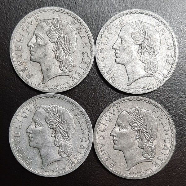 1945 1946 1949 FRANCE Lot of 4 Large Aluminum Vintage Coins Gift making Earrings Keychain bracelets Group Lot Foreign French Coins Europe