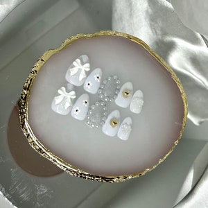 3D niedliche Nägel | Coquette Nägel | Süße künstliche Fingernägel für jeden Tag | Kundenspezifische handgemachte Presse auf den Nägeln