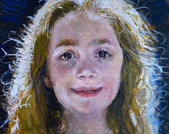 Tiny portrait, 4 x 4 inches in egg tempera on panel