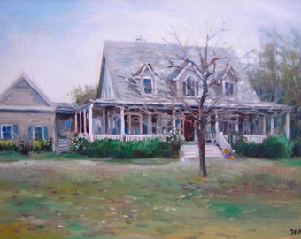 House Home Portrait, 16 x 20" custom oil painting, made to order