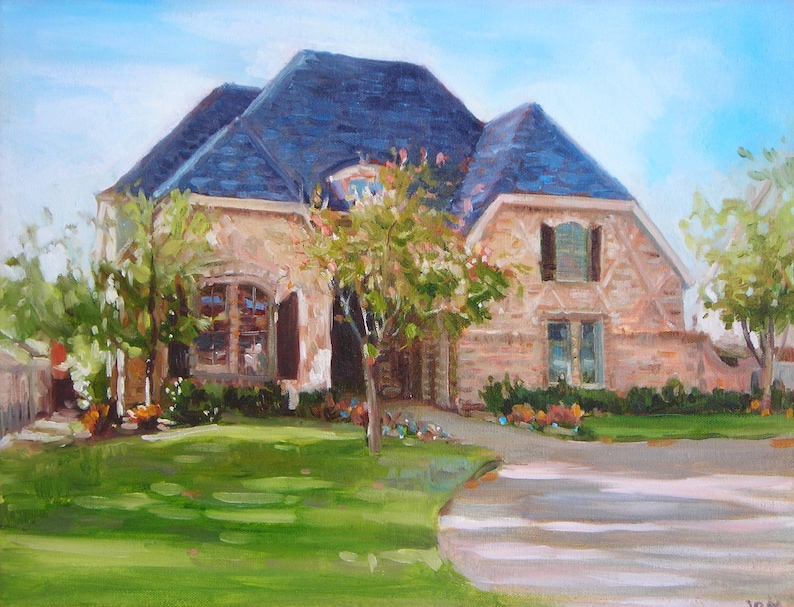 Custom Home Portrait, 14 x 18 oil painting image 4