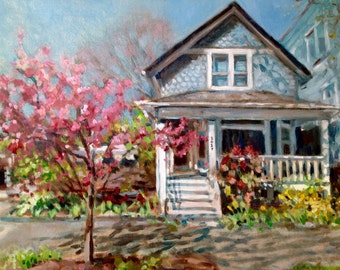 Wedding Venue Home House Portrait, 8 x 10 custom oil painting, made to order