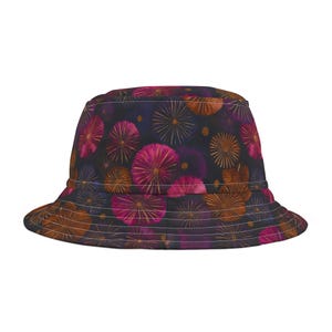 Chapéu Bucket com Estampa Espiral, Chapéu Boho Estiloso para o Verão, Chapéu de Praia, Chapéu para Atividades ao Ar Livre, Acessório para Festivais