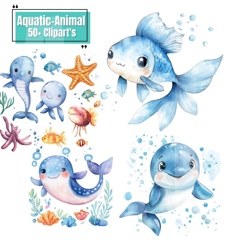 Sea Animals Clip Art Bundle Underwater Sea Clip Art Decorative Images