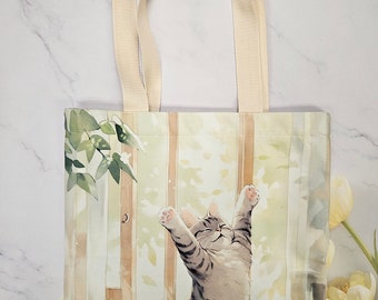 Double Side Kitten Canvas Bag (Stretching) with zipper and inner bag