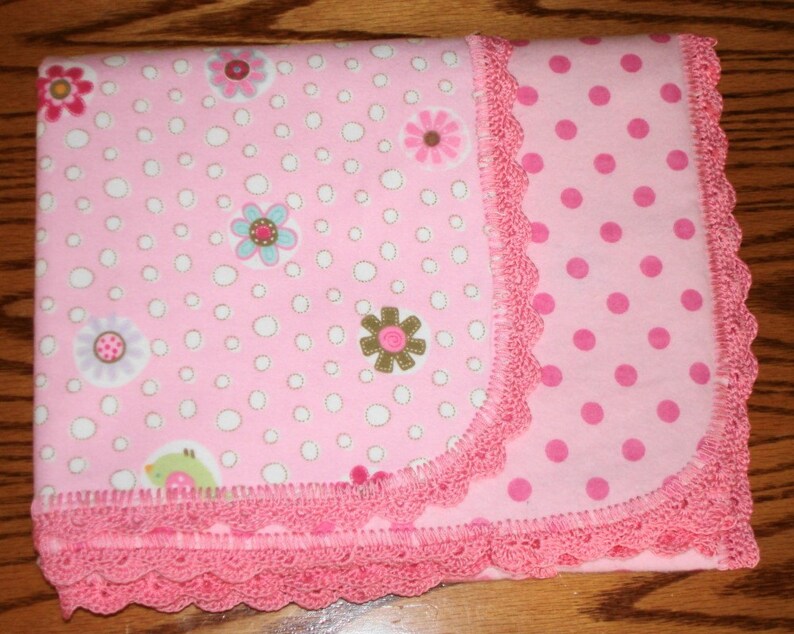 Flannel Baby Blanket with crocheted Edge Etsy