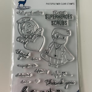 Erin Lee Creative - Superheroes Nurse Nursing Scrubs 14-teiliges Stempelset