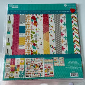 Jillibean Soup - 12 mal 12 Shades of Color Soup Regenbogen Scrapbook Kollektion mit Stickern