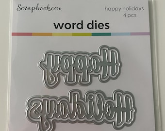Scrapbook.com -  Happy Holidays 4 Piece Christmas Holiday Metal Word Die Set