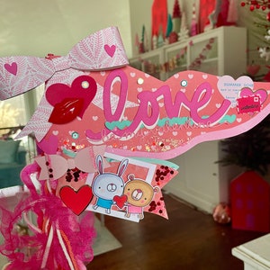 Set fatto a mano di due bandiere di San Valentino, stendardi di San Valentino, bandiera XOXO, stendardo XOXO