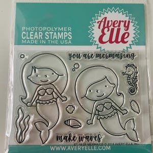 Avery Elle - Jeu de 11 tampons sirènes hippocampe