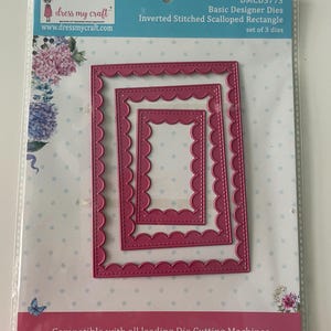 Dress My Craft - Ensemble de 3 poinçons en métal rectangle festonné avec couture inversée