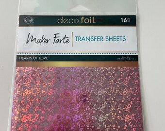 Therm O Web Deco foil -  Maker Forte Pink Hearts of Love Foil Transfer Sheets