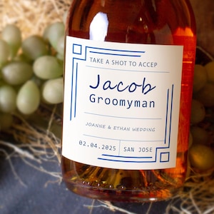 Custom Groomsman Wine Label, Bachelorette Gift, Whiskey Label, Bachelorette Party, Wedding Wine Label, Groomsman Gift, Champagne Label