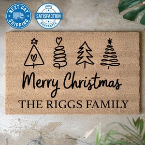 Merry Christmas Front Doormat, Porch Decor, Personalized Doormat, Custom Doormat, Entry Mat, Coir Doormat, Holiday Decor, Christmas Gift