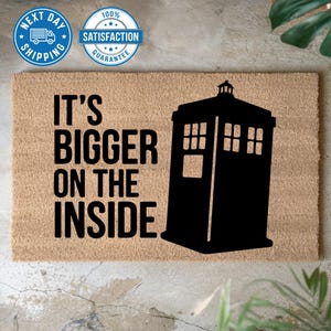 Its Bigger On The Inside Welcome Mat, Science Fiction Fan Doormat, Funny Geek Doormat, Front Door Mat, Funny Mat, Outdoor Mat, Home Decor