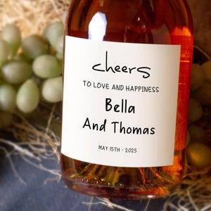 Cheers To Love And Happiness, Personalized Wine Labels, Modern Wine Labels, Bottle Stickers, Champagne Label, Engagement Wine Label