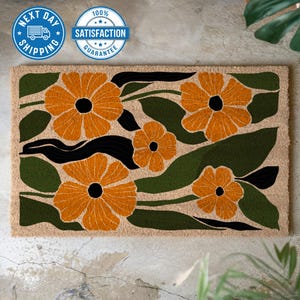 Boho Floral Doormat, Welcome Mat for Front Porch, Floral Doormat, Bohemian Home Decor, Floral Gift, Outdoor Mat, Outdoor Decor, Home Gift