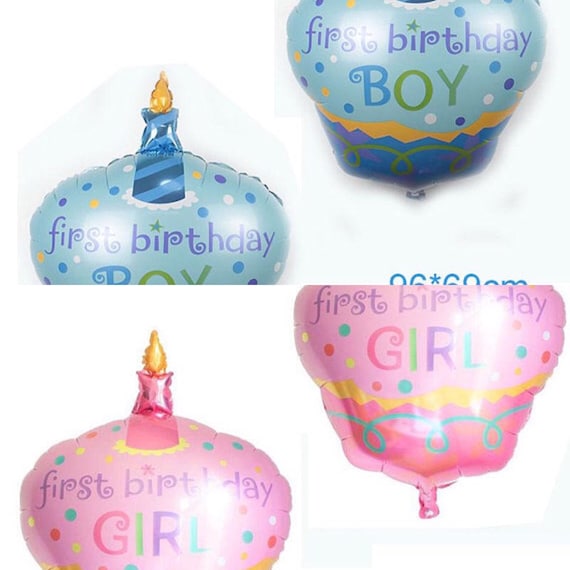 Happy Birthday Baby Balloon In Pink Or Blue Happy 1st Etsy