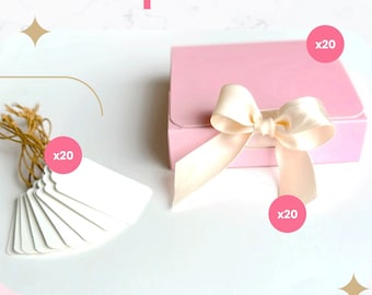 20Pack Small Gift Box 4x4x1 Inch with Dedication Card, Small Box for Jewelry, Candy Boxes, Packaging for artisan, Party Supplies, Color Pink