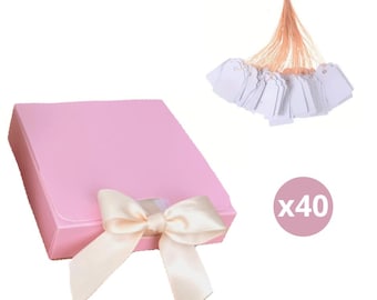 40Pack Small Gift Box 4x4x1 Inch, Small Box for Jewelry, Candy Boxes, Packaging for artisan, Party Supplies, Necklace Box, Color Pink