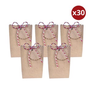 Confezione da 30 sacchetti regalo extra piccoli, mini sacchetti regalo in carta kraft per feste con etichette, sacchetti di carta marrone, sacchetti in carta kraft natalizi, sacchetti per bomboniere