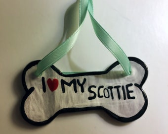 I Heart Love My Scottie Bone Ornament