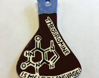 Chemistry Flask Ornament with Theobromine Organic Formula