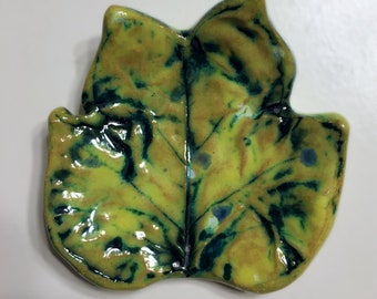 Yellow Tulip Tree Leaf Soap Dish