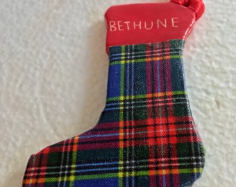 Bethune Scottish Tartan Stocking Ornament