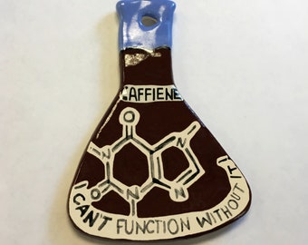 Chemistry Flask Ornament with Caffeine Organic Formula