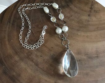 Long Adjustable Vintage Chandelier Crystal Pendant Necklace