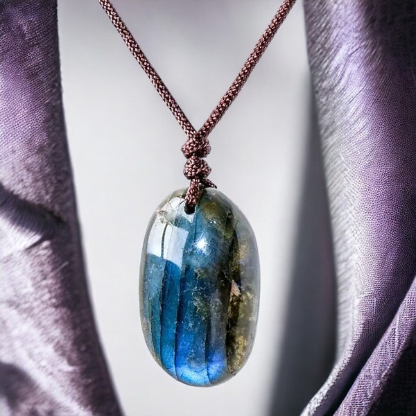 Sparkling Labradorite Necklace Pendant Blue Gemstone Necklace Love Bridal Jewelry Unisex Healing Crystal Necklace Birthday Gift