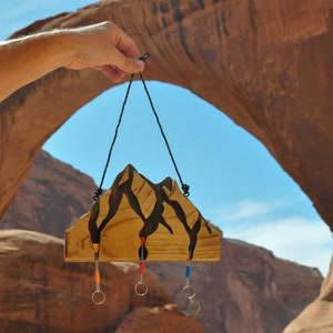 Mountain Wood Key Holder with Climbing Nut Keychains