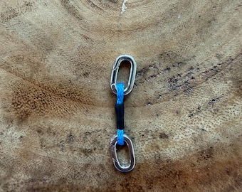 Hanger bolt earring with silver carabiner blue quickdraw - pair