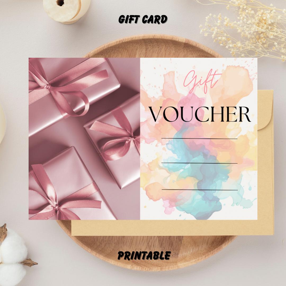 Modern Colorful Printable Gift Card, Customizable Digital Gift ...