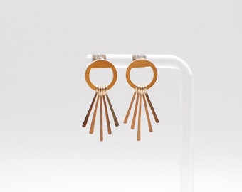 Minimalist Fringe Earrings Laser Cut Delicate Gold Earrings Stud Earrings