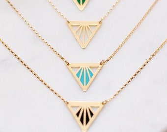 Small Triangle Necklace Minimal Jewelry Delicate Laser Cut Jewelry