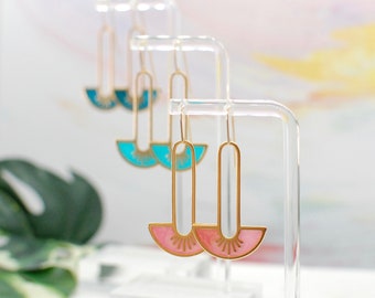 Paperclip Fan Earrings Laser Cut Earrings Minimalist Jewelry