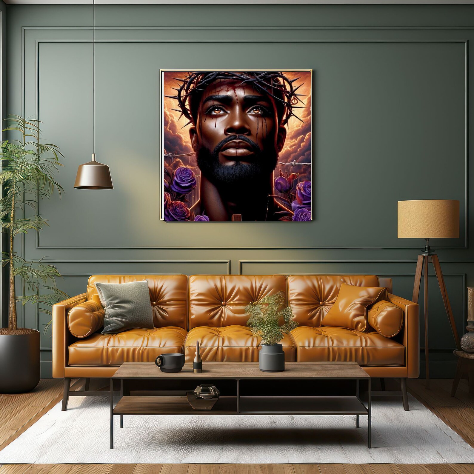 Black Jesus Thorn Crown Black Jesus Christian Art Painting Black Jesus