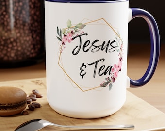 JESUS & TEA ツートンコーヒーマグ、15オンス