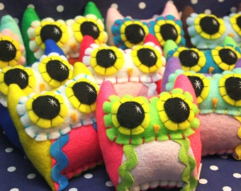 Custom Made Little Owling - Eco-Friendly Felt Plush Owl in Your Choice of Colours