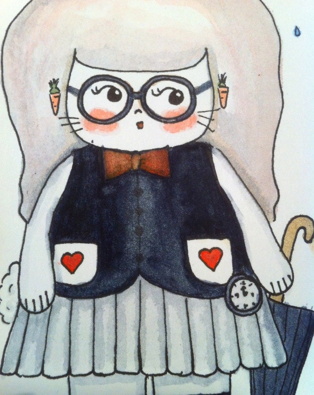 The White Rabbit Illustration Print 8.5x11 or | Etsy