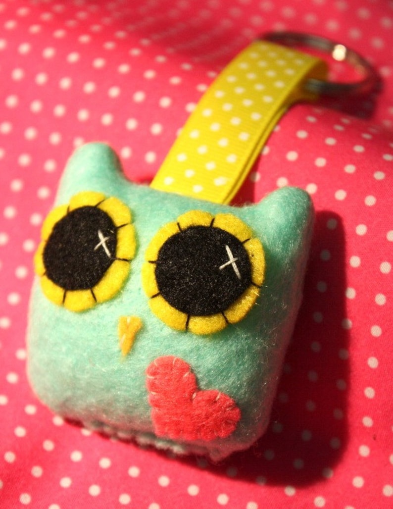 Owly Love Keychain Ecofriendly Felt Plush Owl Keychain Etsy