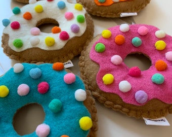 Stuffed Felt Donut Ornament Pompom Sprinkles