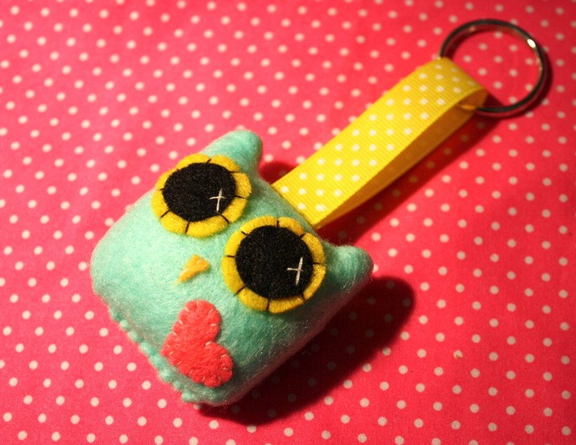 Owly Love Keychain Ecofriendly Felt Plush Owl Keychain Etsy